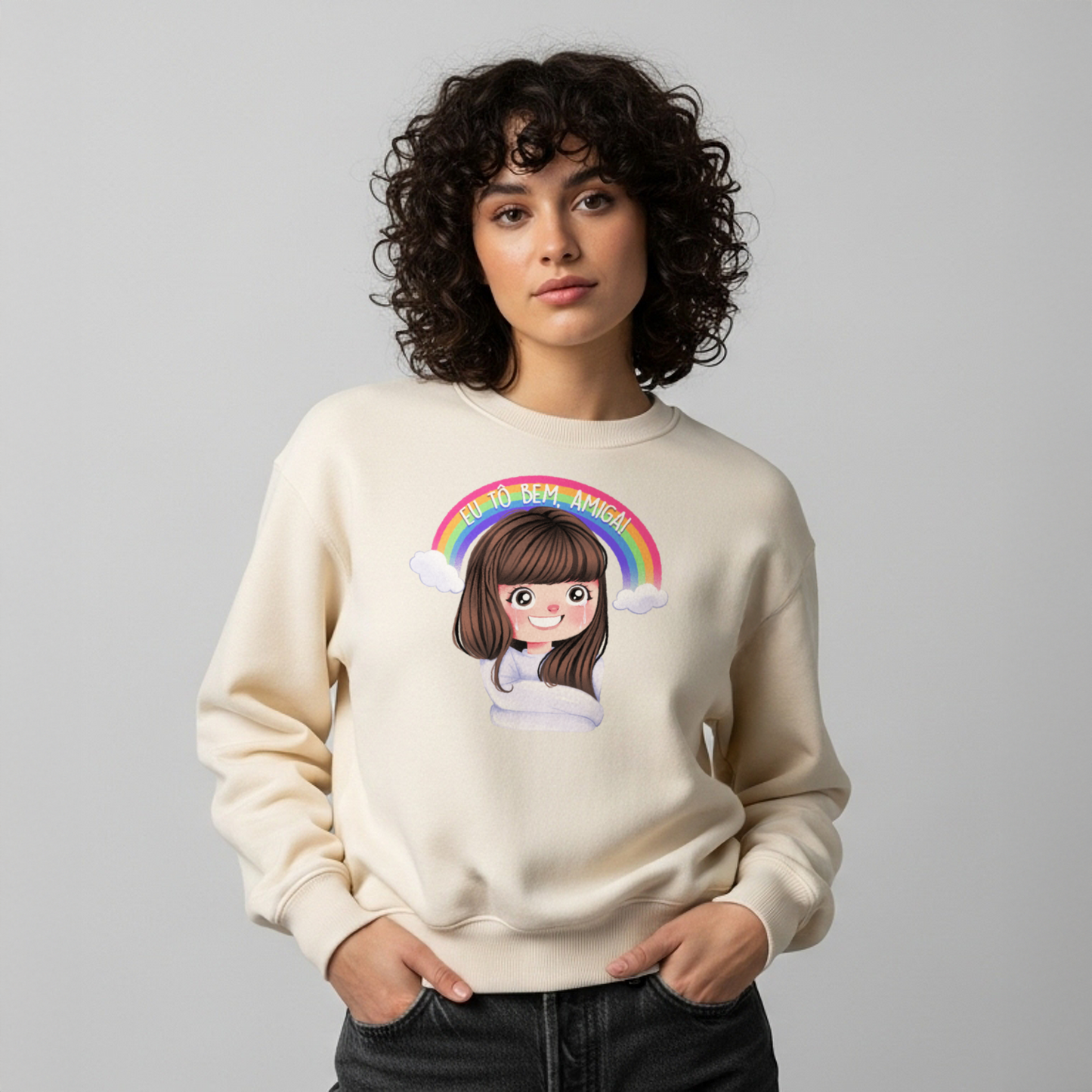 Moletom Fechado "Eu Tô Bem, Amiga!"