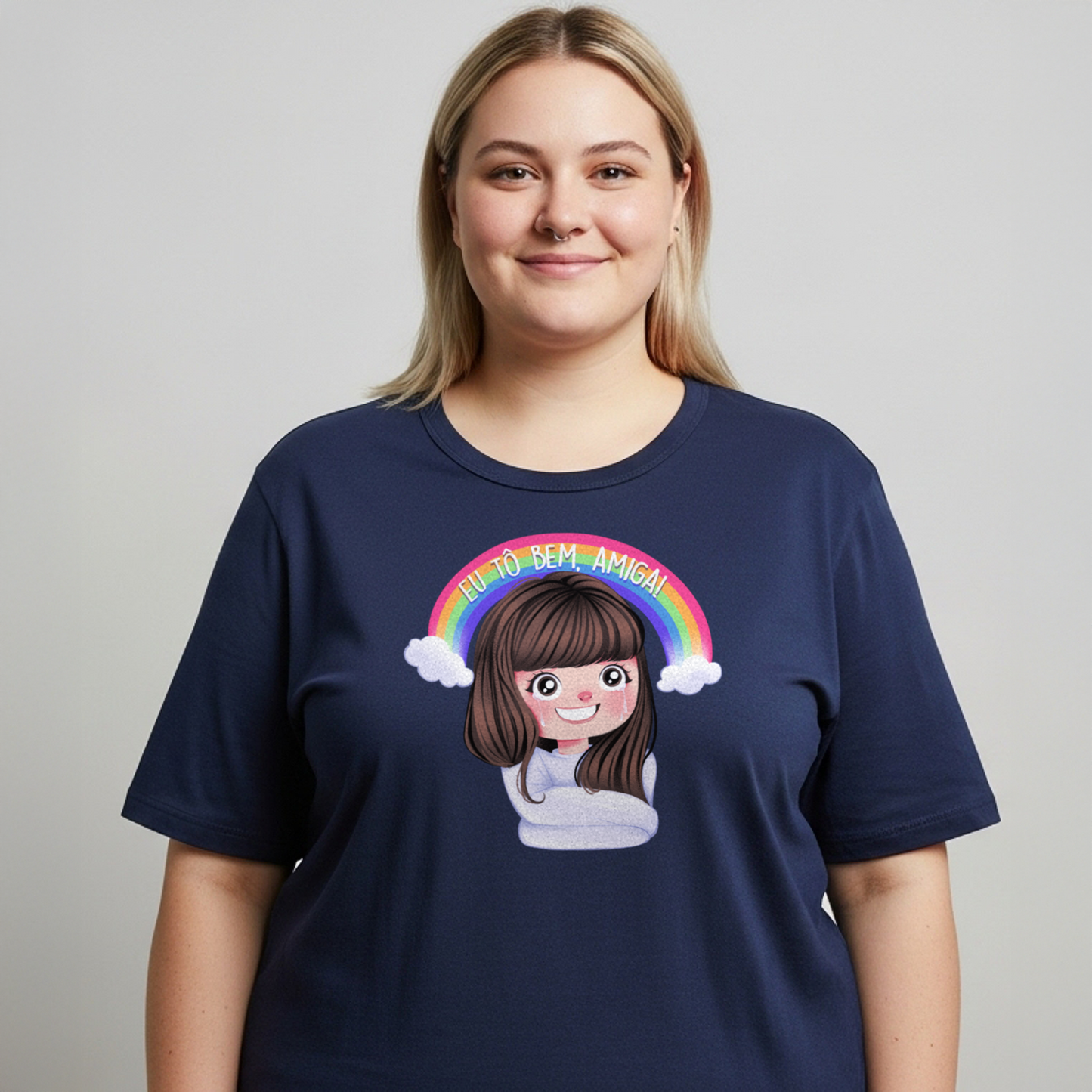 Camiseta Plus Size "Eu Tô Bem, Amiga!"